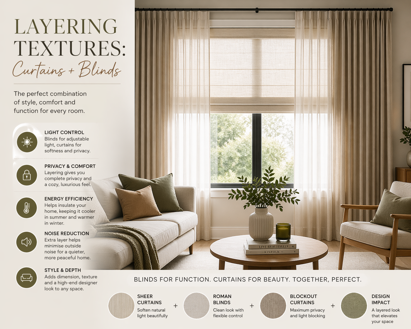Layering Textures: Curtains + Blinds